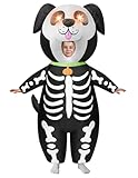 Spooktacular Creations Kids Skeleton Puppy Inflatable Costumes, Full Body Skeleton Blow-up Costumes with LED Light Eyes for Halloween Cosplay Party