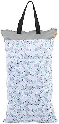 Large Hanging Wet/Dry Bucket Bag for Cloth Nappy Inserts Diaper Laundry with Two Waterproof Zippers Reusable (EF204)