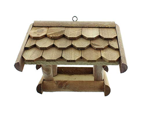 Vogelhaus Futterhaus Vogelvilla Vissel aus Echtholz Dach aus Echtholzschindeln mit Ständer L 124cm Höhe 37cm Breite