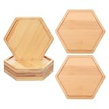 Homoyoyo 6 Posavasos para Plantas De Interior Platillos Decorativos De Bambú para Macetas Bandeja De Agua Hexagonal Bandeja De Goteo para Plantas Color Beige
