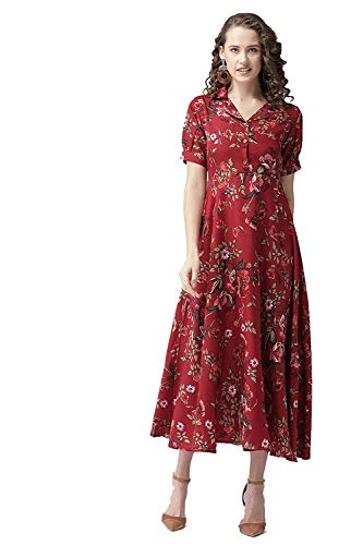 PATLANI Robe pour femme, Bordeaux, 40