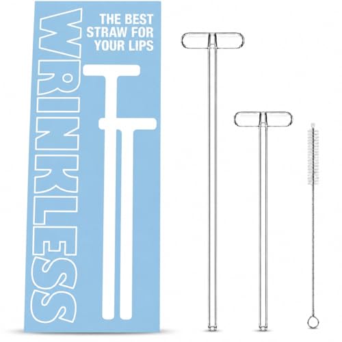 Anti Wrinkle Glass Straw Set - 1 for 40oz tumbler and 1 for 16oz cup + 1 cleaning brush by Wrinkless - Used condition - CA$46.54