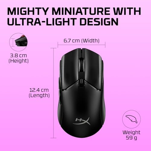 HyperX Pulsefire Haste 2 Mini – Wireless Gaming Mouse for PC Compact Lightweight Bluetooth 2.4GHz Black - 2