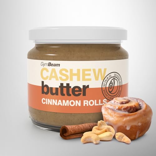 GymBeam Burro di Anacardi con Cinnamon Rolls 340g, Burro di Anacardi Tostati, Sapore Dolce, Ricco di Grassi Sani, Consistenza Cremosa, Perfetto per Porridge, Pancake, Waffle o Prodotti da Forno - 4