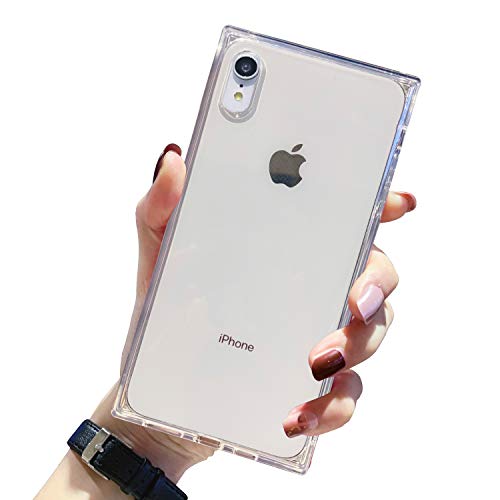 Tzomsze Transparent Case for iPhone XR, Reinforced Corners TPU Cushion，Crystal Clear Slim Cover Shock Absorption TPU Silicone Case-White