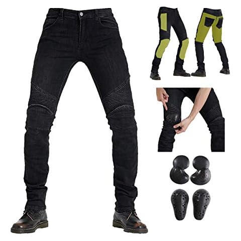 Takuey Biker Jeans for Men Motorcycle Riding Pants Reinforce with Aramid Protection Lining (XXL(36)=Waist 37.5", Black) Cover