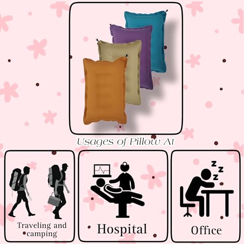 Image of Travel Air Pillow Headrest for Men and Women | Soft Comfort Ultralight Portable Neck Pillow for Travel | Use in Plane Flight Bus and Office with Air Pump (Multicolor) (Pack fo 2)