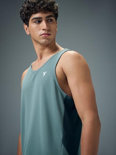 Image of TECHNOSPORT Men's Solid Slim Fit Scoop Neck Sports Innerwear Vest with TECHNOCOOL+ Quick Dry Anti Odour Anti Microbial 2 Way Stretch Soft & Smooth Activewear