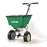 Garvee 100LBS Push Broadcast Spreader, 12FT Spreading Width, 13in All-Terrain Wheels, Adjustable Flow Control, Heavy Duty Walk Behind Lawn Spreader for Fertilizer, Grass Seed, Ice Melt, Salt