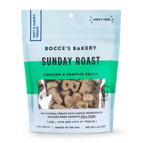 Bocce's Bakery Oven Baked Sunday Roast Treats for Dogs, Wheat-Free Everyday Dog Treats, Made with Real Ingredients, Baked in The USA, All-Natural Soft & Chewy Cookies, Chicken & Pumpkin Recipe, 6 oz - Sunday Roast