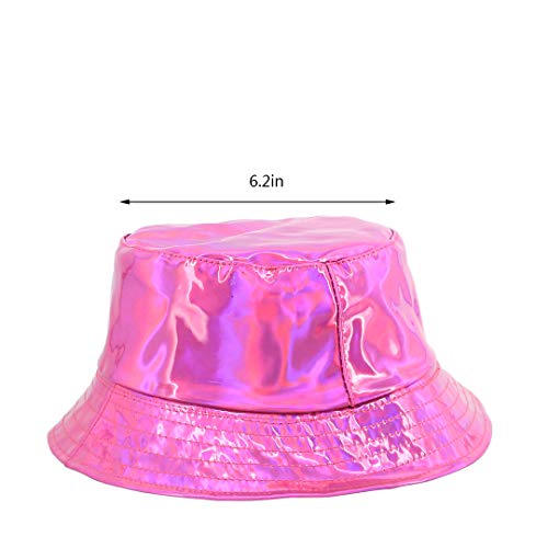 Surkat Unisex Fashion Hologram Climbing Bucket Hat Waterproof Fisherman Cap Travel Sunhat(Rose Red) #TOP1