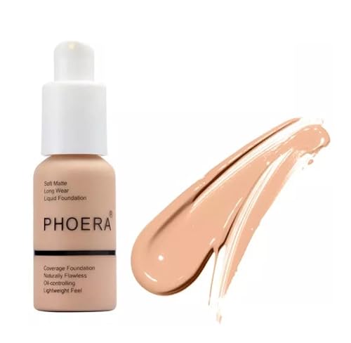 Phoera® Full Coverage Foundation Soft Matte Oil Control Concealer 30Ml Flawless Cream Smooth Long Lasting (103 Warm Peach) #TOP7