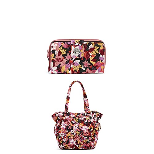 Recycled Cotton Turnlock Wallet With Rfid Protection, Rosa Floral Withvera Bradley Women's Cotton Glenna Satchel Purse Handbag, Rosa Floral - Recycled Cotton, One Size Us #TOP4