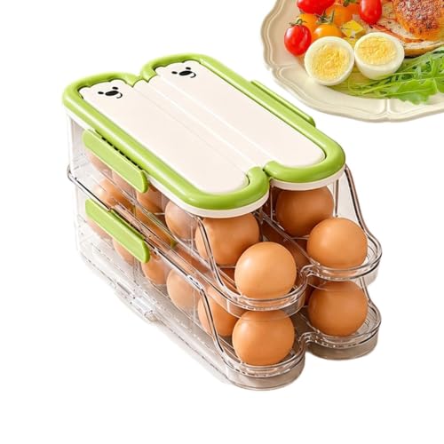 Bandeja de huevos de 2 niveles y dispensador automático transparente para cocina