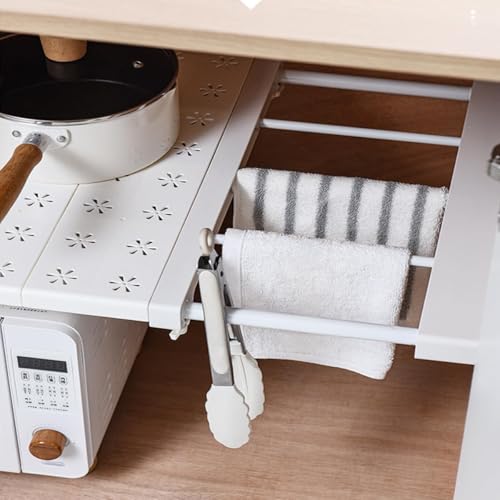 ETOPARS Erweiterbar Garderoben-Trennfach Edelstahl Einstellbares Schrankorganisator Regalteiler Aufbewahrungsregal DIY Ohne Bohren für Küche Badezimmer (Kohlenstoffstahl, 42cm Breite, 41-52cm Länge)
