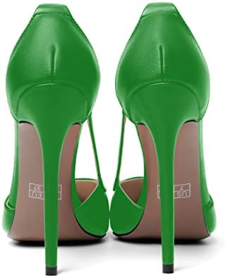 AMBELIGHT Women's Elegant Matte Buckle High Heel Pointed Toe Stiletto Dress Adjustable Strap Evening 4.7 Inch Pumps Shoes Green Size 12.5 - Zapatos Formales para Mujer | Image 3
