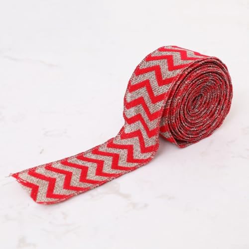 Christmas Linen Ribbon 2m Roll Snowflake Elk Pattern Decorative