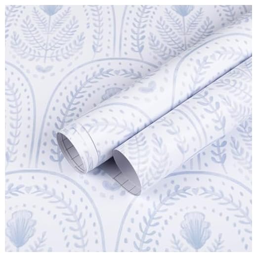 Abyssaly Blue and White Floral Peel and Stick Wallpaper Modern Boho Vintage Contact Paper for Bathroom Kitchen Removable Self Adhesive Vinyl Waterproof Renter Friendly Wall Paper 17.5 in X 393.7 in