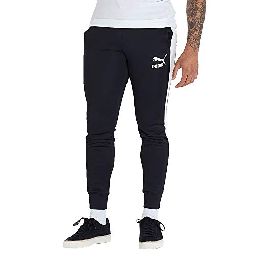 PUMA Men's Essential Logo Sweat Pants (X-Large, Black/Puma White)