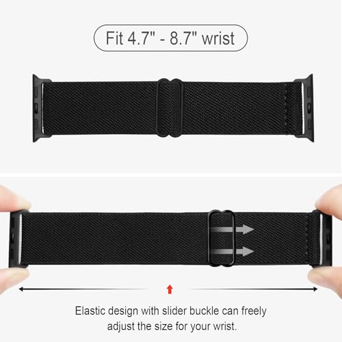 Image of 4 Pack Stretchy Solo Loop Compatible with Apple Watch Bands 38mm 40mm 41mm 42mm 44mm 45mm 46mm 49mm Women Men, Sport Nylon Elastic Straps Wristbands for iWatch Series 11 10 9 8 7 6 5 4 11 Ultra /SE 3 2