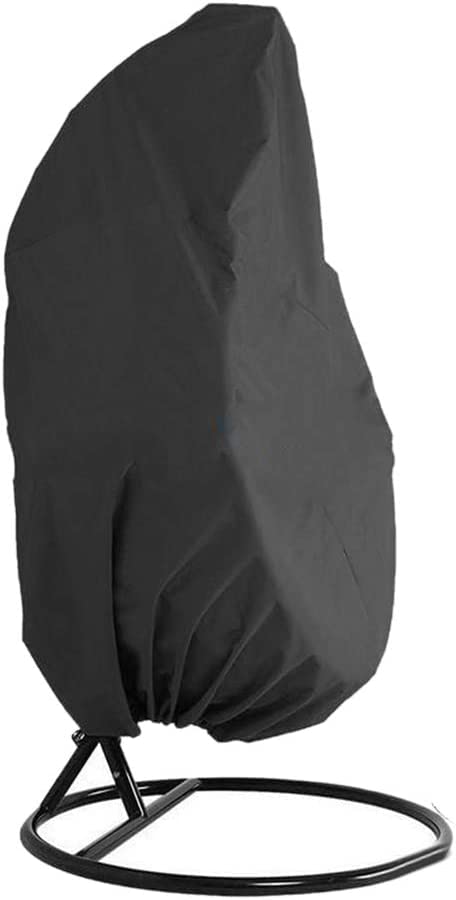 Housse de Fauteuil Suspendu , le support de chaise pivotante pour oeuf en rotin extérieur recouvre le protecteur de meubles de jardin Veranda résistant à l'eau et à la poussière - 190 X115cm, noir