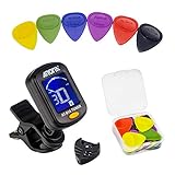 🔵 Fácil de Transportar & Almacenar: Estas púas de guitarra de calidad vienen con un soporte para púas de guitarra y un estuche transparente para púas de guitarra que hace que sea más fácil de transportar o almacenar, puede poner las púas de guitarra en su bolsillo o bolso.