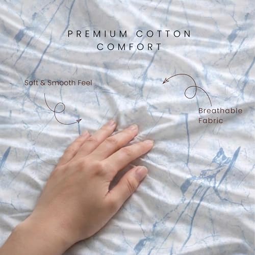 Image of VELOURA Tie-Dye Bedsheet, 100% Cotton, King Size 108x108 Inches, 300 Thread Count, with 2 Pillow Covers (Light Blue)