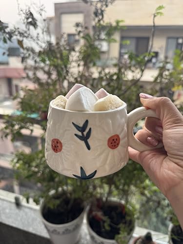 Image of Handcrafted Sunflower Ceramic Coffee Mug 300ml | Floral Printed Tea Cup | Microwave & Dishwasher Safe | Premium Artistic Mug for Home, Office & Gifting