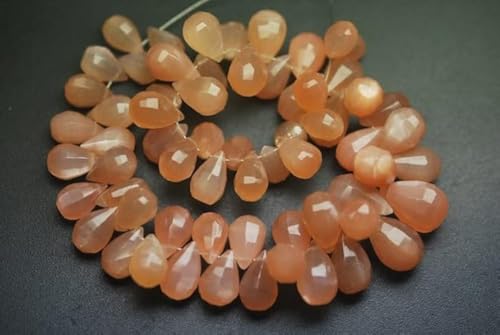 Peach Moonstone taillée en briolette haut de gamme pour création de bijoux d'exception