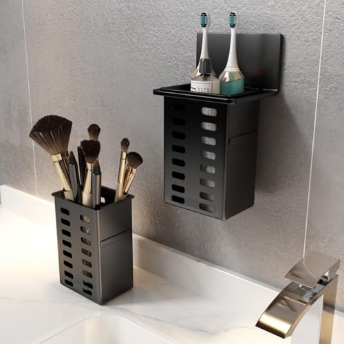 2PCS Self Adhesive Toothbrush and Toothpaste Holder Wall Mounted Bathroom Countertop Organizer Razor Organizer for Toiletry Tooth Brush Holder