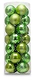 AUXO-FUN 28ct Shatterproof Christmas Ball Ornaments in 4 Classic Finishes for Christmas Tree Decoration (Lime Green, 2.36“ Regular Size)