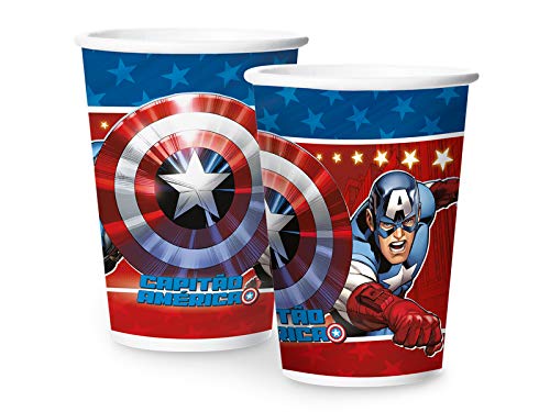 Copo Papel 180ml R325 Capitao America Animacao - Pacote Com 08 Un Regina Colorido