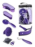 Harrison Howard Horse Grooming Brush Set, 7 Essential Grooming Brushes for Daily Horse Care, Body, Mane, Tail & Shedding Use Purple