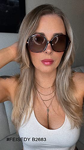 FEISEDY Classic Womens Elegant Polarized Sunglasses Ladies Wide Square Sunglasses Shades B26834