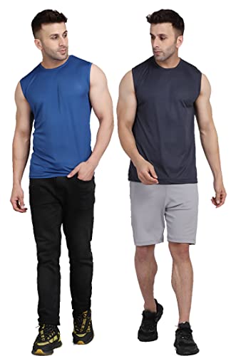 Image of Men's Regular Fit Sleeveless T-Shirt (Pack of 2)
