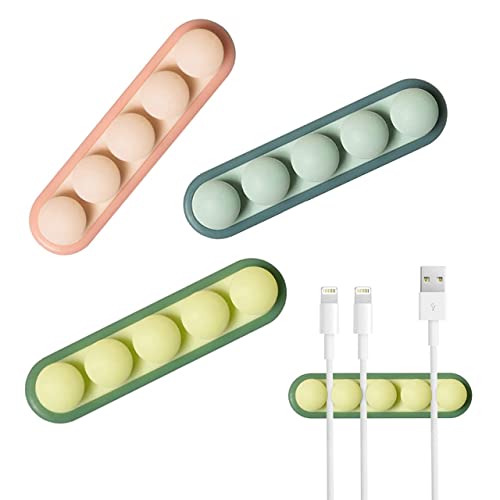 Image of Cable Organiser Protector Cable Management Clamps Self Adhesive Cable Holder Clips for Home, Office, Kitchen & Bathroom, Wire Management Clamps Silicone Adhesive Hooks (Pink, 3)
