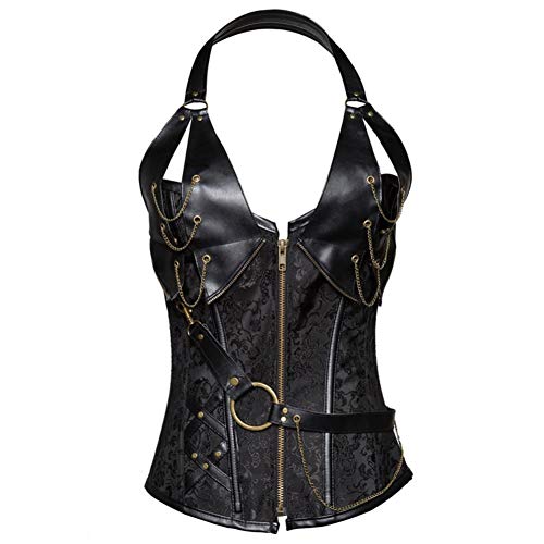Corset minceur pour affiner la taille femme DISSA C653 en cuir faux acier