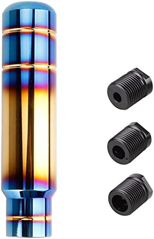 BARTOO Aluminum Alloy Heavy Weighted Shifter Knob, 5" Auto Gear Shift Knob, Car Gear Lever Stick Shifter Handle,with 3 Threaded Adapters M8 M10 M12,Fit Most Automatic Manual Vehicle(Gold Plated)