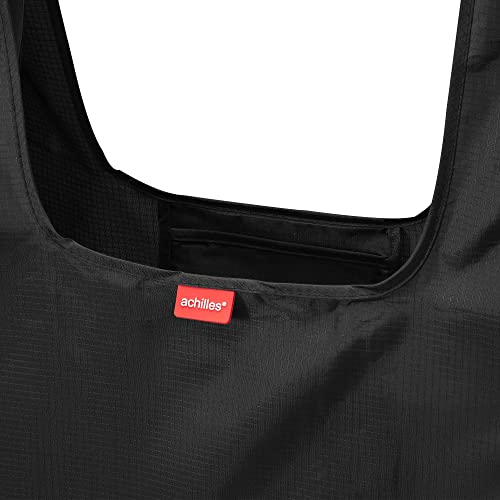 achilles 2er Set Einkaufstaschen, Stabile Tragebeutel wiederverwendbar, Faltbare Beutel aus 100% Polyester, Federleicht und platzsparend, Basic Shopper, 38x46x11cm (Schwarz)