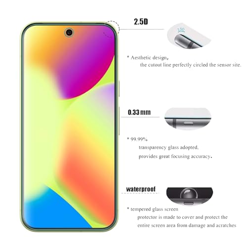 Image of AOKUMA Screen Protector for Google Pixel 10 /10 Pro Tempered Glass, 3 Pieces, Glass Compatible with Google 10 /10 Pro /Pixe 11 /11 Pro Screen Protector, Premium Glass Film with 9H Hardness, Anti-Scratch