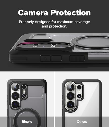 Image of Ringke UX Magnetic for Samsung Galaxy S26 Ultra Case Back Cover [Compatible with MagSafe] [Built-in Metal Stand] Dual Layer Protective with Heavy-Duty Bumper Frame - Smoke Black