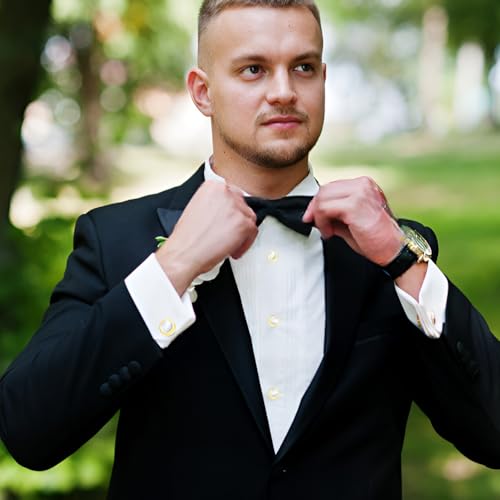 Mens Cufflinks and Tuxedo Shirt Studs Set with Gift Box Cuff Links Tuxedo Studs Business Wedding Groomsman Gifts4