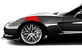 Clausen's World 4in. Fender Hash Double Bar Vinyl Graphic Decal Racing Stripes, Fits Corvette C6 Stingray, Both Sides, Red