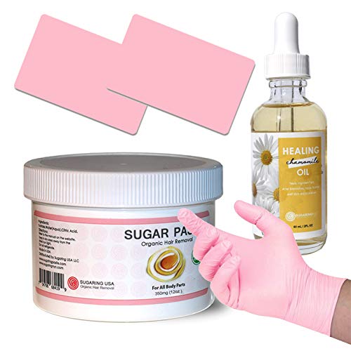 Sugaring NYC Paste 12oz Jar with Waxing & Sugaring Healing Oil, 2X Plastic Sugaring applicator + 2 Sets of Gloves