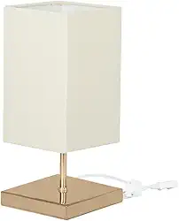 Abajur Eros Quad Bege Base Quadrada New Cobre