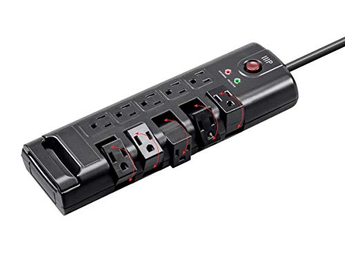 Monoprice Protector eléctrico giratorio con 10 tomas, 2880 Joules, cable resistente de 8 pies, color negro miniatura 3