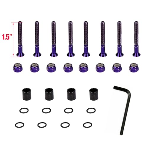IMPORX Skateboard Purple Hardware Kit - Mounting Screws & Nuts Set for Longboard Skateboard & Cruiser - Ultra Strong Alloy (Purple-1.5"-38MM)