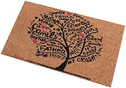 LUA VIKA Coir door mat, inside and outside door mats, welcome mat, indoor and outdoor doormats, front doormat, non slip with PVC backing, entrance door mat, heavy duty coir door mat, 40x70 (Tree)