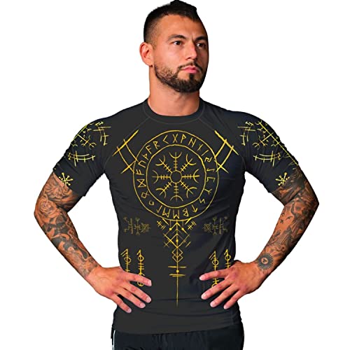 Ultra Soft Compression Shirt, Rash Guard Men Jiu Jitsu Short Sleeve Design 3D Viking MMA Compression Shirt4
