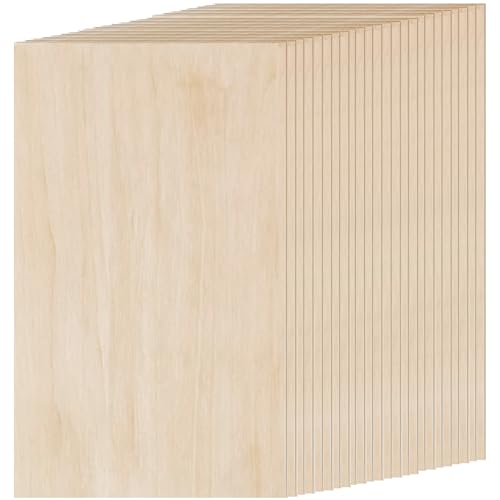 Ninekong 24 Pack Birch Plywood Sheets, 24 x 12 x 1/8 Inch Thin Birch Wood Sheets for Laser Cutting and Engraving, Unfinished Birch Wood Planks with Poplar Core for DIY Crafts, Models and Painting